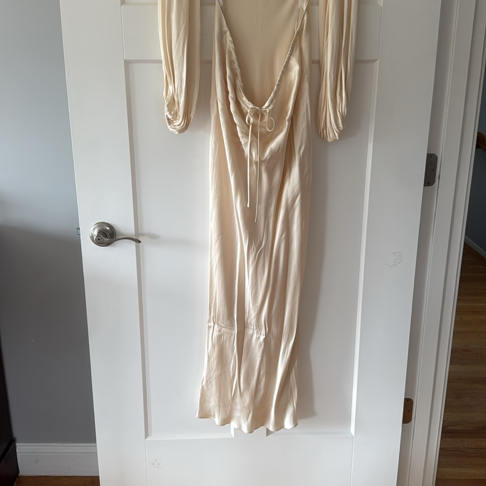 Shona Joy Cream Satin Open-Back Midi Dress - Picture 12 of 12